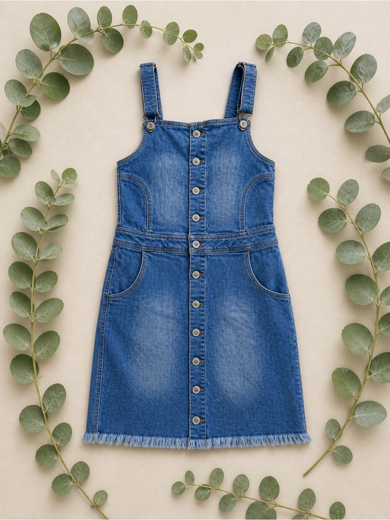 Wax Jean Dresses & Skirts - Wax Jeans Denim Overall Dress Button Front Knee Length Size Medium